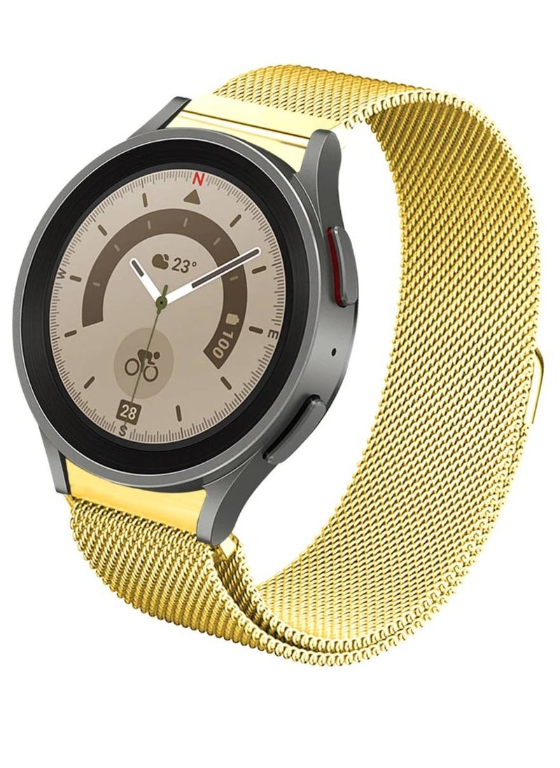 GENNEXT - Samsung Galaxy Watch 4, 4 Classic, 5, 5 Pro, 6 And 6 Classic Adjustable Stainless Steel Milanese Mesh Replacement Watch Strap Gold - Image 1
