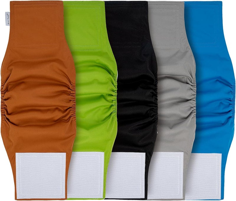 Pet Soft Dog Nappies Male - 5 Pack Washable Male Dog Diapers Xlarge, Premium Reusable Belly Bands for Dogs (Solid, XL) - Image 1
