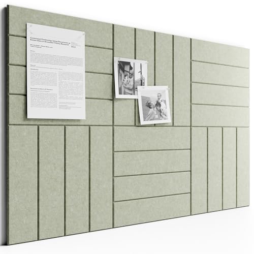 Bumusty Large Cork Board Alternative-36 x 24" Felt Bulletin Board Tiles, with 30 Pushpins, 40 Adhesive Tabs, Bold-Stripe 6-Pack, Cork Boards for Office Push Pin Board Felt Board-Sage - Image 1