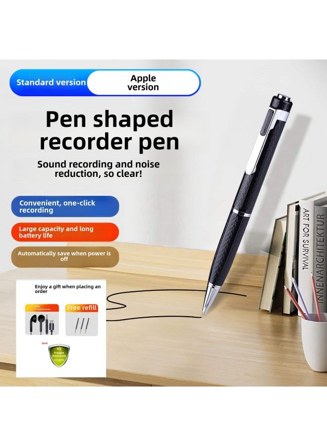 Recording Pen Portable Professional HD Noise Reduction Artifact Intelligent Real-time Text Transfer Portable Meeting Bluetooth-Body Color:Apple Version [supports Apple Mobile Phone Link + One-click Recording + Long Battery Life] Comes With 3 Refills-Memory Capacity:128GB  - Image 1