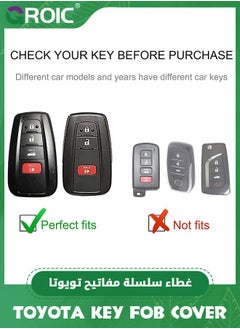 GROIC For Toyota Key Fob Cover with Leather Lanyard, Car Key Fob Shell Case Compatible with Toyota 2018-2022 Camry RAV4 Highlander Avalon C-HR Prius Corolla GT86 Smart Key Protector Holder  - Image 2