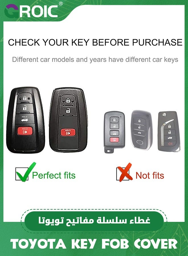 GROIC For Toyota Key Fob Cover with Leather Lanyard, Car Key Fob Shell Case Compatible with Toyota 2018-2022 Camry RAV4 Highlander Avalon C-HR Prius Corolla GT86 Smart Key Protector Holder - Image 2
