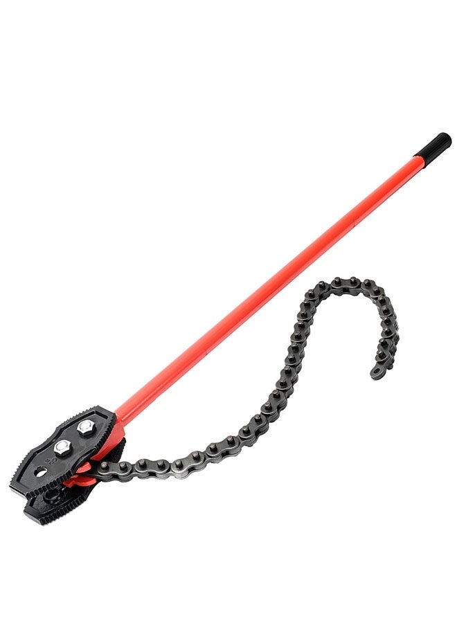 LAWAZIM 10inch Chain Pipe Wrench - Manual Chain Tightening Tool with Adjustable Chain, Serrated Jaws & Long Handle Torque for Pipes, Cylinders & Filters for Plumbing, Workshop & Industrial Use, Red - Image 2