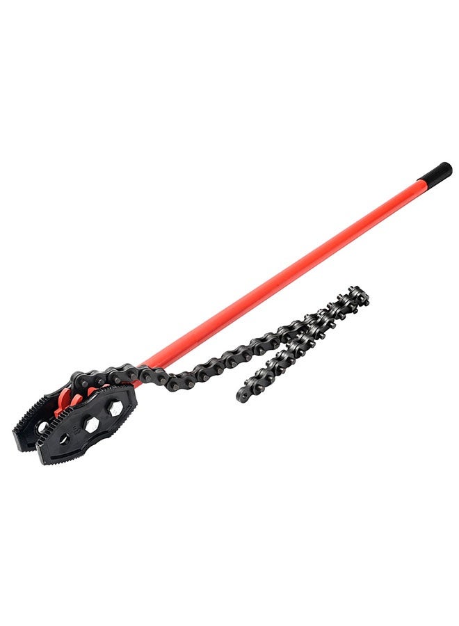 LAWAZIM 10inch Chain Pipe Wrench - Manual Chain Tightening Tool with Adjustable Chain, Serrated Jaws & Long Handle Torque for Pipes, Cylinders & Filters for Plumbing, Workshop & Industrial Use, Red - Image 1