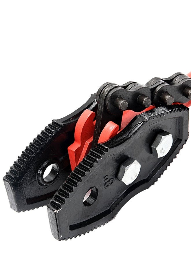 LAWAZIM 10inch Chain Pipe Wrench - Manual Chain Tightening Tool with Adjustable Chain, Serrated Jaws & Long Handle Torque for Pipes, Cylinders & Filters for Plumbing, Workshop & Industrial Use, Red - Image 3