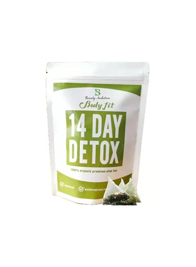 BEAUTY AMBITION Body Fit 14 Day Detox Herbal Tea for Weight Loss, Diet Tea Bags, Green Tea - Powerful Fat Burning Detox Tea, Weight Loss Tea 