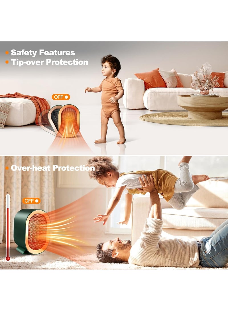 DubaiGallery 1200W Ceramic Heater, Portable Electric Heater Fan Heaters for Home, Low Energy Fan Heater with 2 Heat Setting, Silent & Overheat Protection Electric Room Heater Bedroom Living Room Office - Image 3