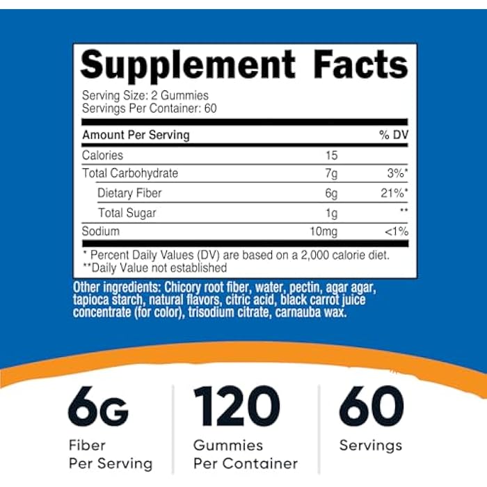 Nutricost Fiber Gummies (Berry Flavored) 120 Gummies - Dietary Fiber Supplement with Chicory Root, 6g per Serving, Vegan, 60 Servings - Image 2