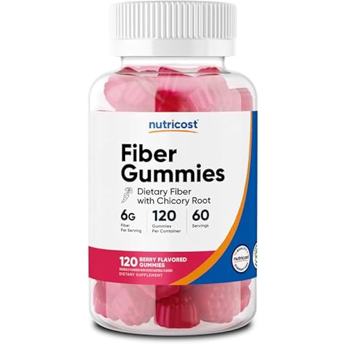 Nutricost Fiber Gummies (Berry Flavored) 120 Gummies - Dietary Fiber Supplement with Chicory Root, 6g per Serving, Vegan, 60 Servings - Image 1