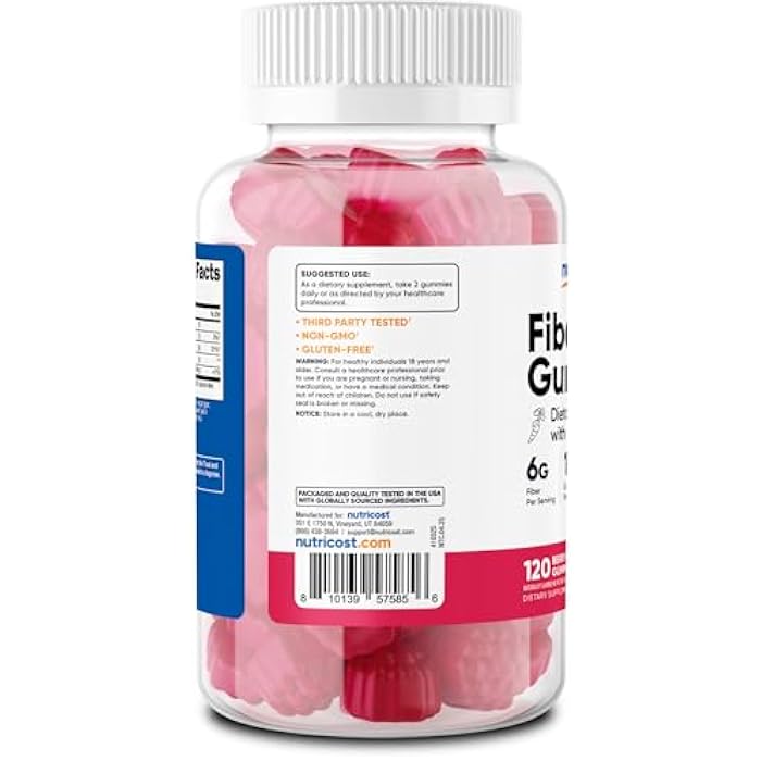 Nutricost Fiber Gummies (Berry Flavored) 120 Gummies - Dietary Fiber Supplement with Chicory Root, 6g per Serving, Vegan, 60 Servings - Image 4