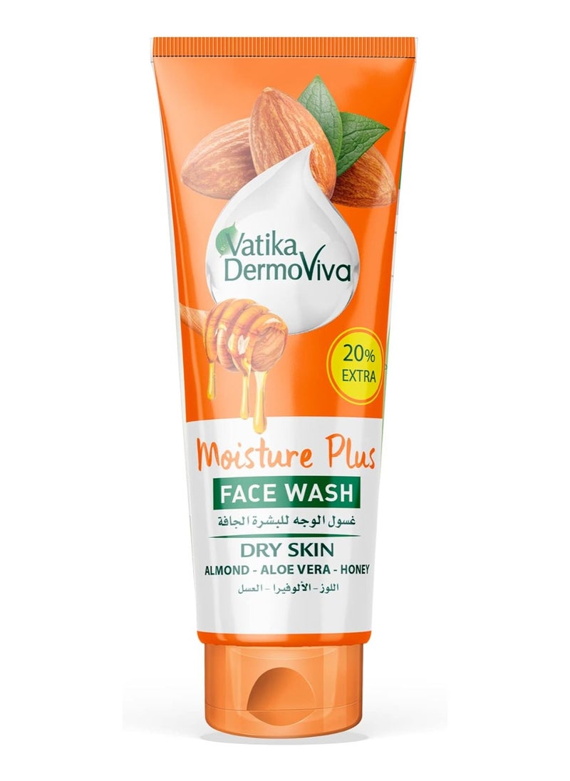 VATIKA Vatika Dermo Viva Moisture Plus Face Wash with Almond  Aloe Vera & Honey for Dry Skin - (150ml + 35ml) 