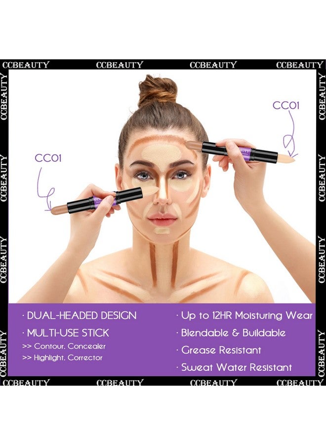 CCbeauty 2In1 Matte Contour Stickcream Dual Highlight Concealer Stick Highlighting & Contouring Kit Bronzer Highlighter Sticks For Face Shaping Makeup Long Lasting & Waterproof - Image 4