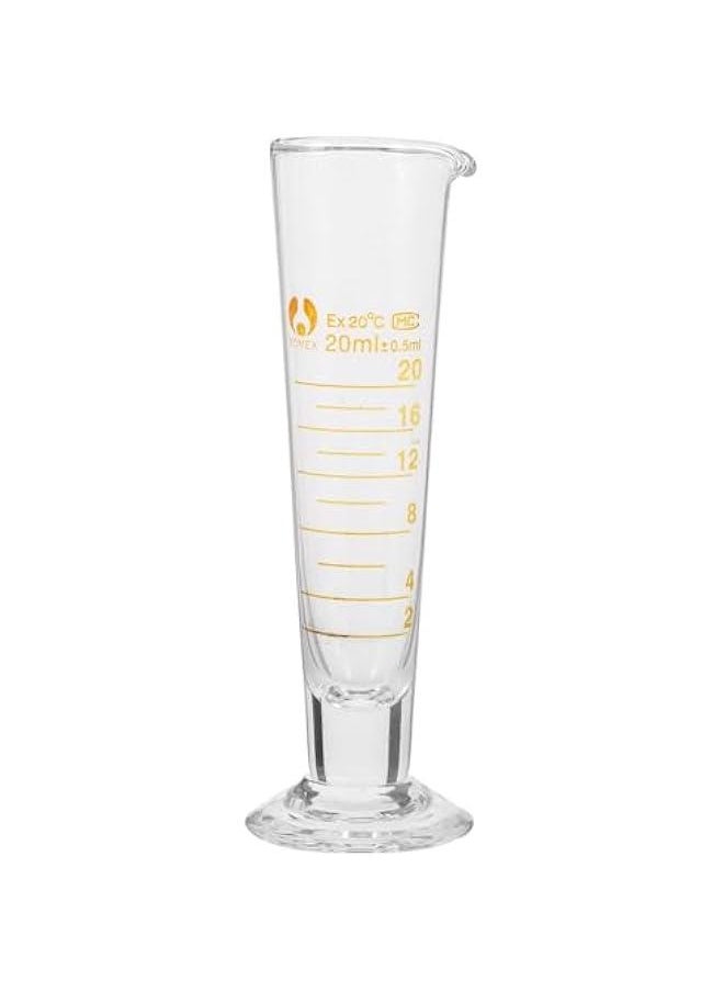 20ml Lab Graduated Measuring Cup With Spout Wide Mouth Glass Conical Beaker Liquid Dispenser Measuring Cylinder Experiment Tool For School Science
