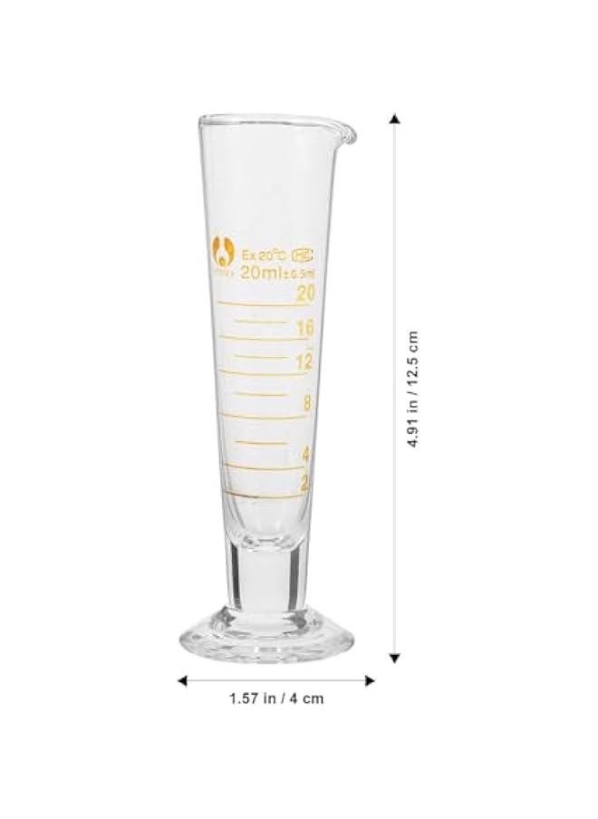 20ml Lab Graduated Measuring Cup With Spout Wide Mouth Glass Conical Beaker Liquid Dispenser Measuring Cylinder Experiment Tool For School Science