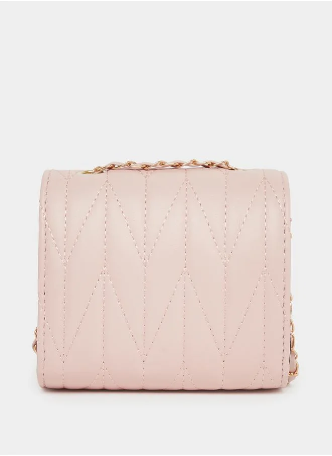 ستايلي Styli Girls Quilted Cross Body Bag with Chain Strap