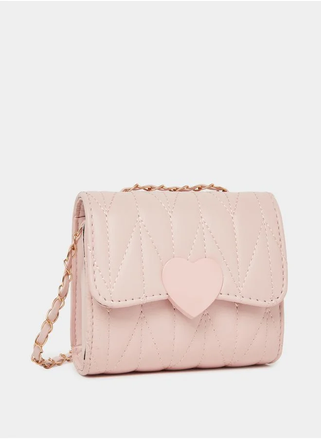ستايلي Styli Girls Quilted Cross Body Bag with Chain Strap