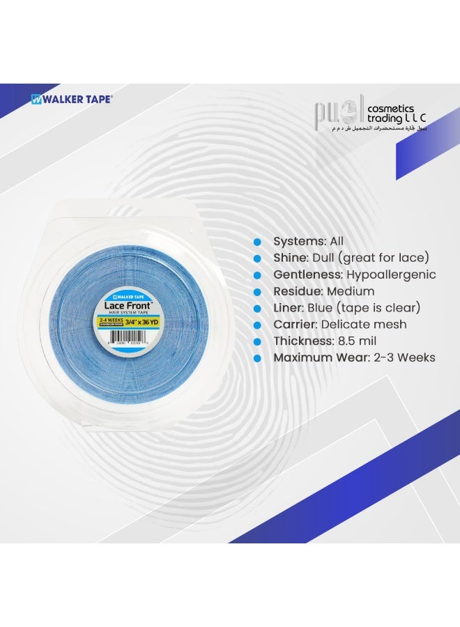 Walker Tape® Lace Front Adhesive Tape – 3/4" x 36 Yds Roll – Hypoallergenic, Dull Finish for Natural Look – Medium Residue, 2-3 Week Hold for Lace Systems, Comfortable Secure Bond - Image 5