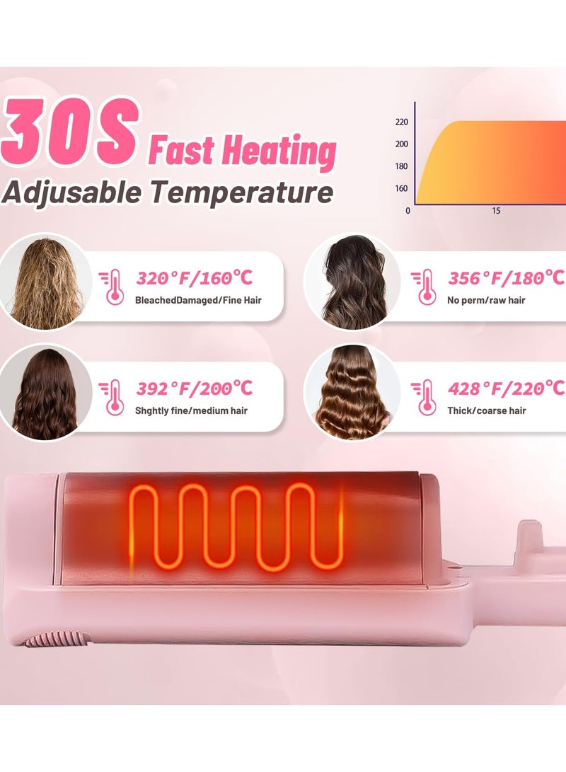 Joshberg Deep Beach Waver Curling Iron Hair Crimper, Ionic Deep Waver Hair Curler Tool, Beach Waver Curling Wand, Hair Curler and Hot Tools Curling Iron with Ceramic 3 Barrel for Short Hair Women (Pink) - Image 4