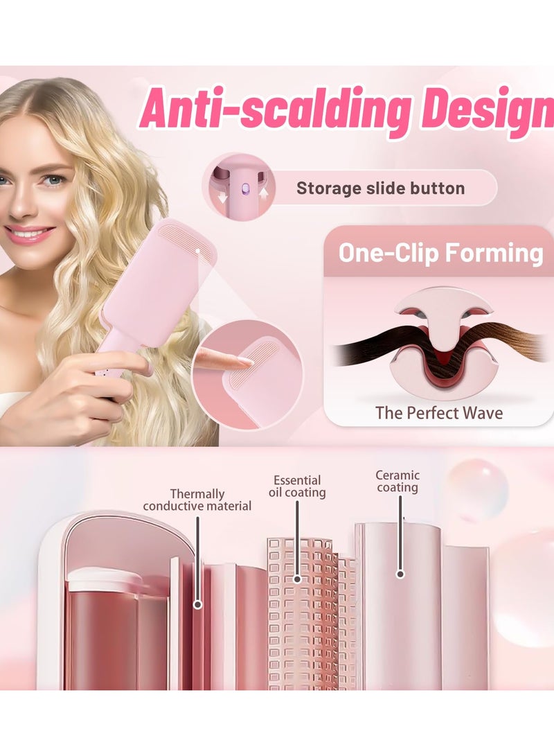 Joshberg Deep Beach Waver Curling Iron Hair Crimper, Ionic Deep Waver Hair Curler Tool, Beach Waver Curling Wand, Hair Curler and Hot Tools Curling Iron with Ceramic 3 Barrel for Short Hair Women (Pink) - Image 3