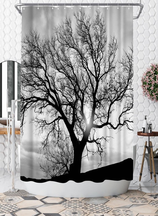 WELMECO Tree Shower Curtain Black and White Shower Curtain Bathroom Decor Polyester Fabric, 72x72inch - Image 1