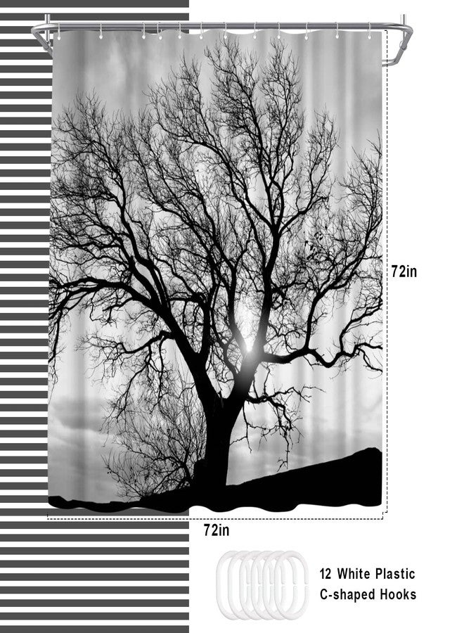 WELMECO Tree Shower Curtain Black and White Shower Curtain Bathroom Decor Polyester Fabric, 72x72inch - Image 4