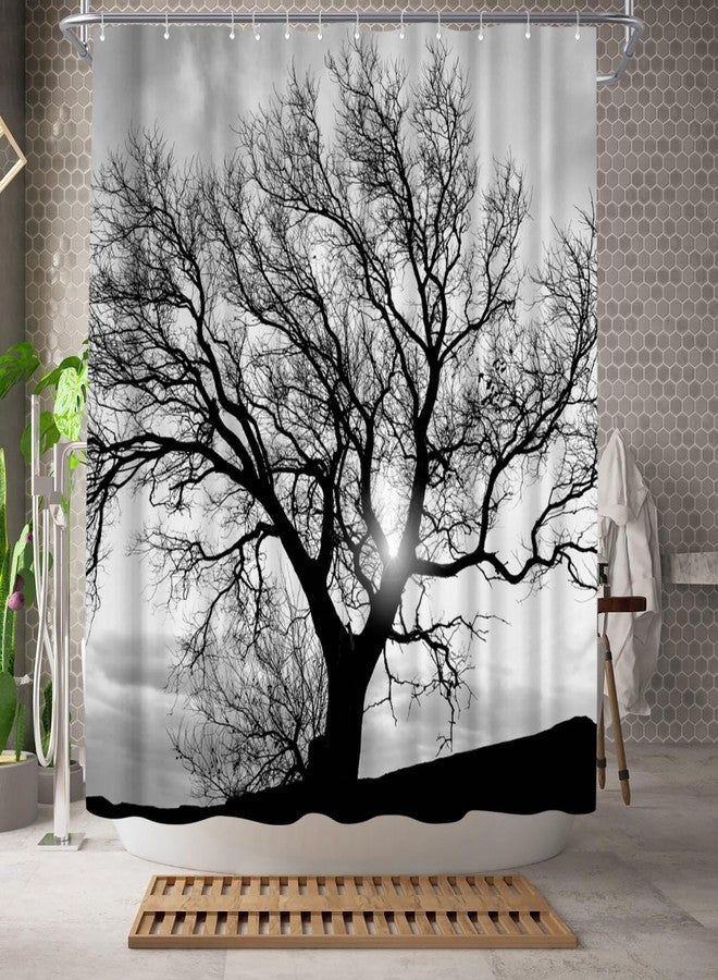 WELMECO Tree Shower Curtain Black and White Shower Curtain Bathroom Decor Polyester Fabric, 72x72inch - Image 2