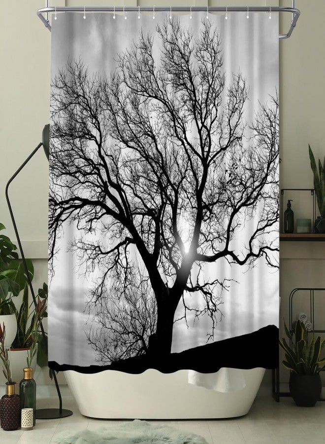 WELMECO Tree Shower Curtain Black and White Shower Curtain Bathroom Decor Polyester Fabric, 72x72inch - Image 3