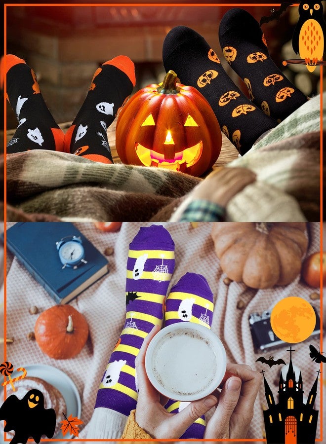 Zhanmai 12 Pairs Halloween Socks Funny Horror Socks Novelty Pumpkin Ghost Bat Stocking Happy Halloween Gifts Holiday for Women Men - Image 5