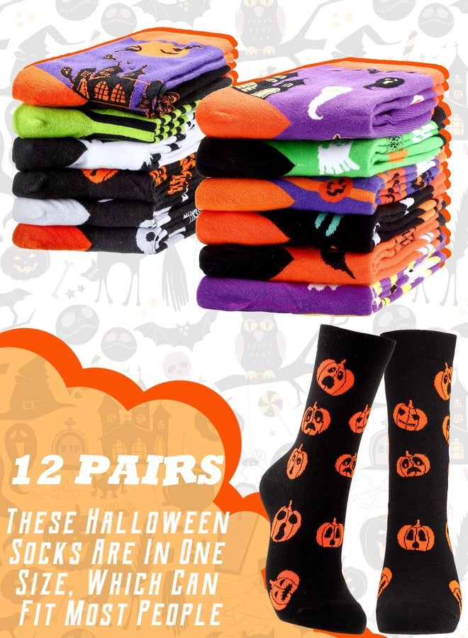 Zhanmai 12 Pairs Halloween Socks Funny Horror Socks Novelty Pumpkin Ghost Bat Stocking Happy Halloween Gifts Holiday for Women Men - Image 3