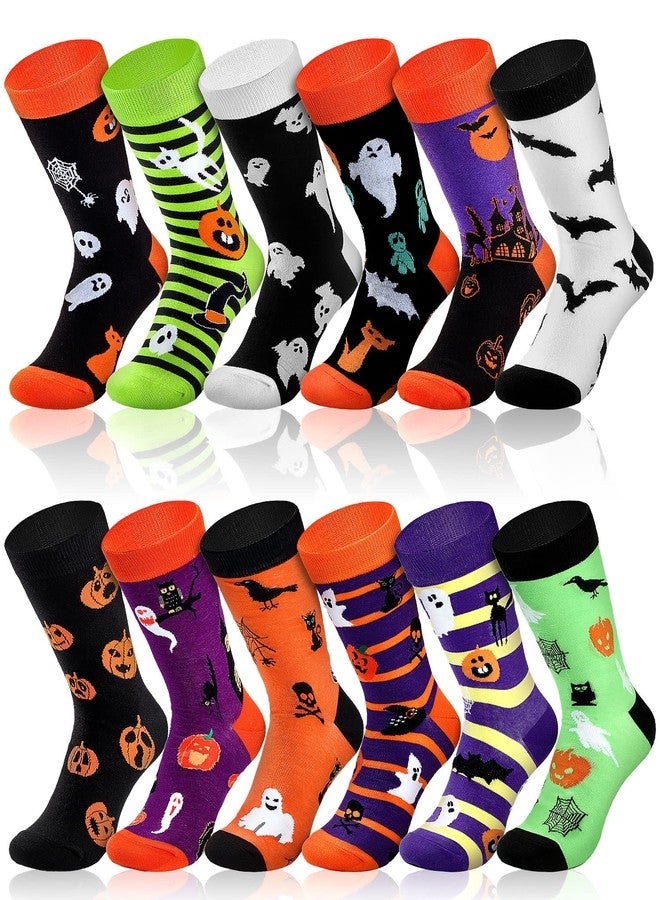 Zhanmai 12 Pairs Halloween Socks Funny Horror Socks Novelty Pumpkin Ghost Bat Stocking Happy Halloween Gifts Holiday for Women Men - Image 1