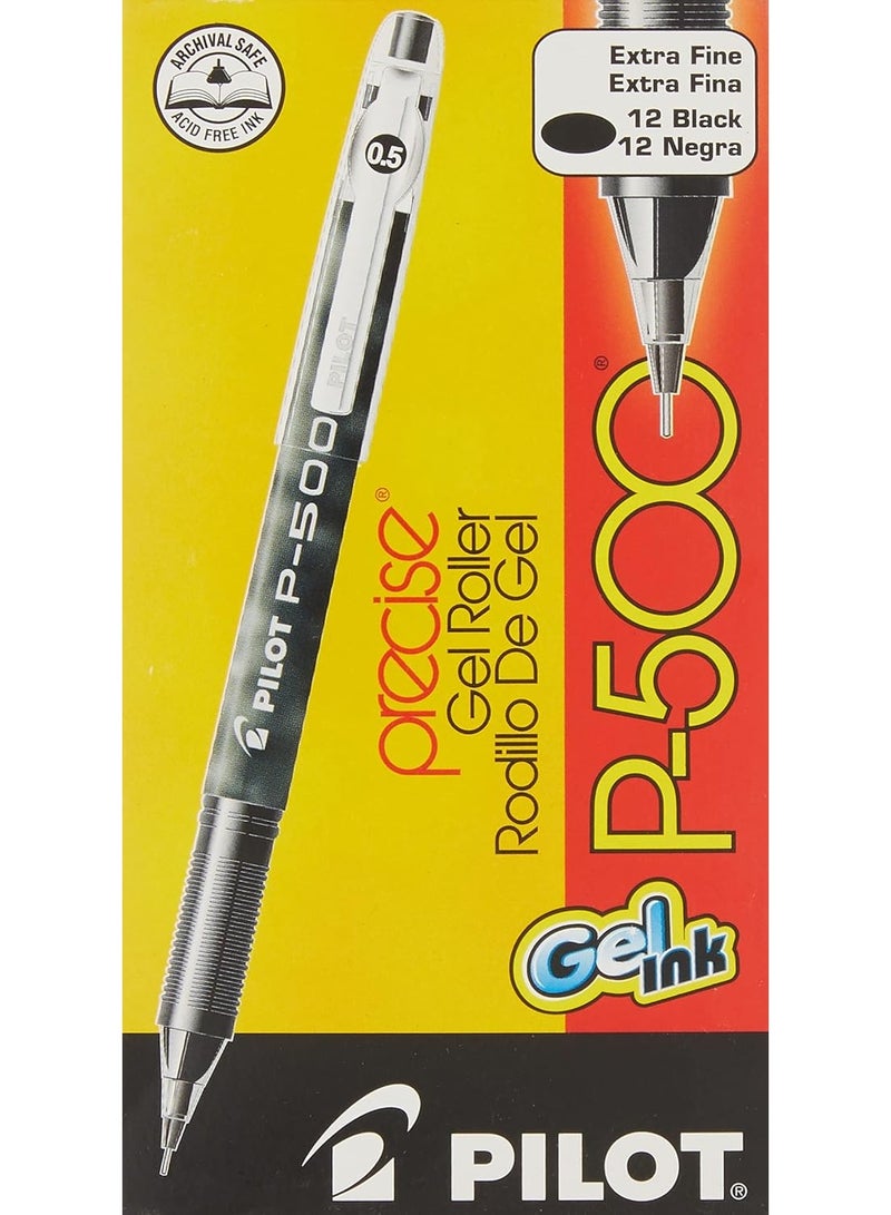 PILOT Pilot, Precise P-500 Gel Ink Rolling Ball Stick Pens, Extra Fine Point 0.5 mm, Black, Pack of 12 - Image 4