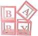 Sooyee Pink Clear Baby Boxes with Letters for Baby Shower Birthday PartyBaby Shower DecorationsTransparent Ballon Boxes BackdropGender Reveal Baby Blocks - Image 3