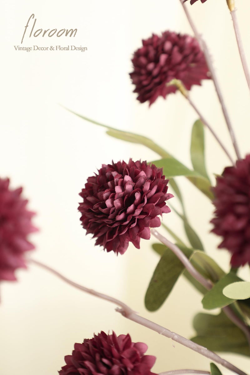 Floroom 5pcs Burgundy Faux Silk Mums Artificial Flowers, Bulk Fake Small Mini Chrysanthemums with Stems for DIY Wedding Centerpieces Floral Arrangements Vase Fillers Home Decorations - Image 4