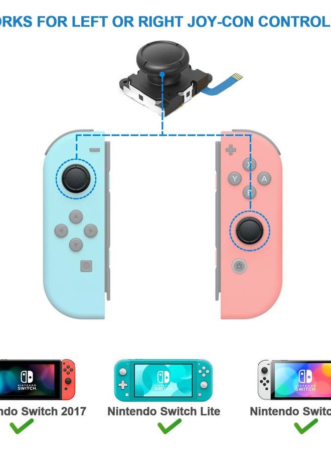 Veanic 2-Pack 3D Replacement Joystick Analog Thumb Stick for Switch Joy-Con Controller - Include Tri-Wing, Cross Screwdriver, Pry Tools + 4 Thumbstick Caps - Image 3