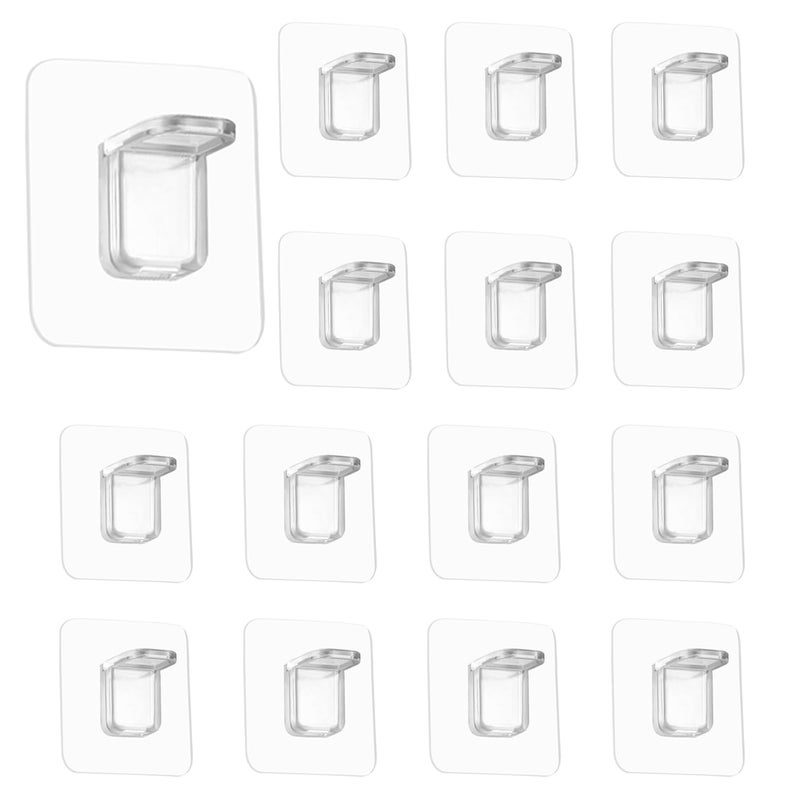 TRKETK 15 x Self-Adhesive Shelf Brackets, L Shaped Shelf Brackets, No Perforation, Adhesive Hanger Brackets, Transparent Plastic for Cupboard, Bookcase, Cabinet, Bathroom - Image 1