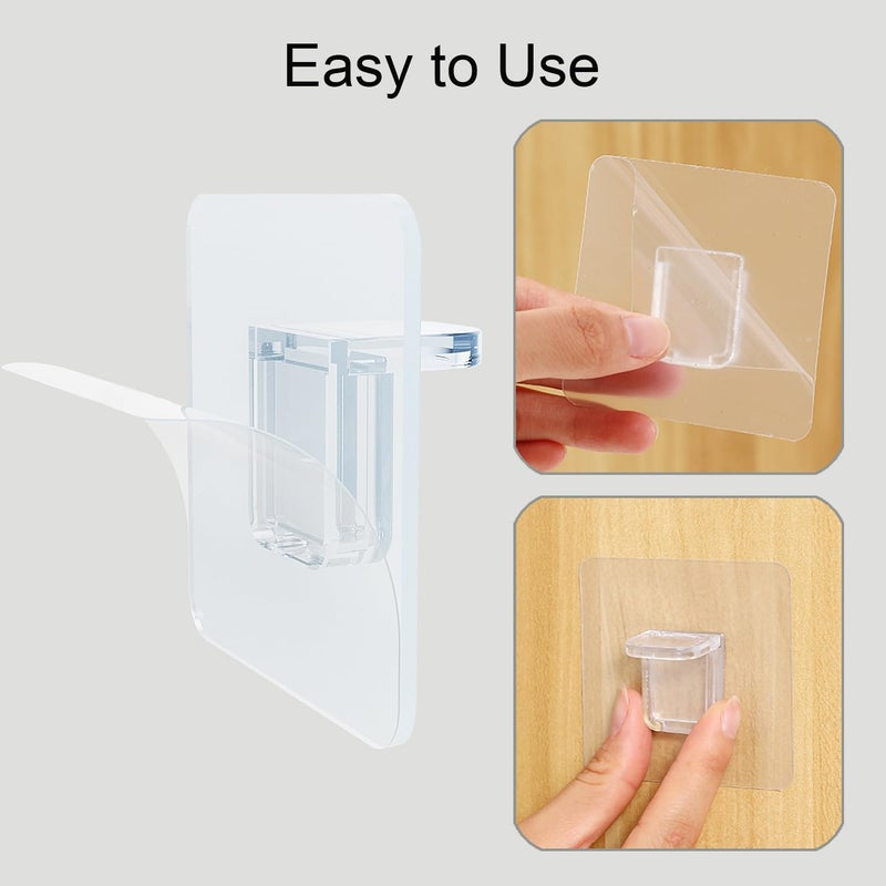 TRKETK 15 x Self-Adhesive Shelf Brackets, L Shaped Shelf Brackets, No Perforation, Adhesive Hanger Brackets, Transparent Plastic for Cupboard, Bookcase, Cabinet, Bathroom - Image 3