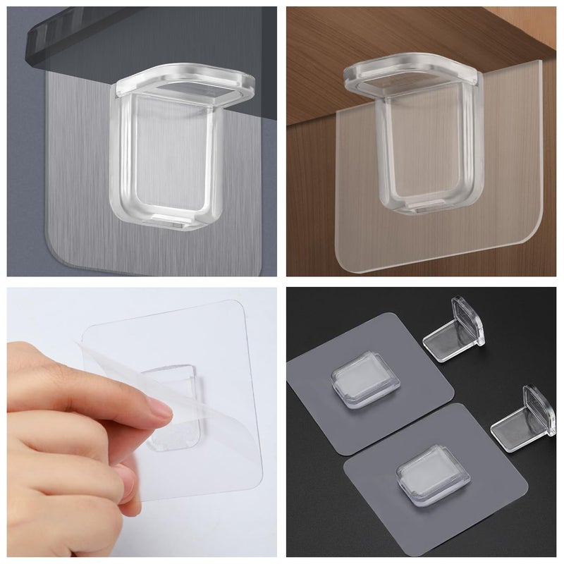 TRKETK 15 x Self-Adhesive Shelf Brackets, L Shaped Shelf Brackets, No Perforation, Adhesive Hanger Brackets, Transparent Plastic for Cupboard, Bookcase, Cabinet, Bathroom - Image 4