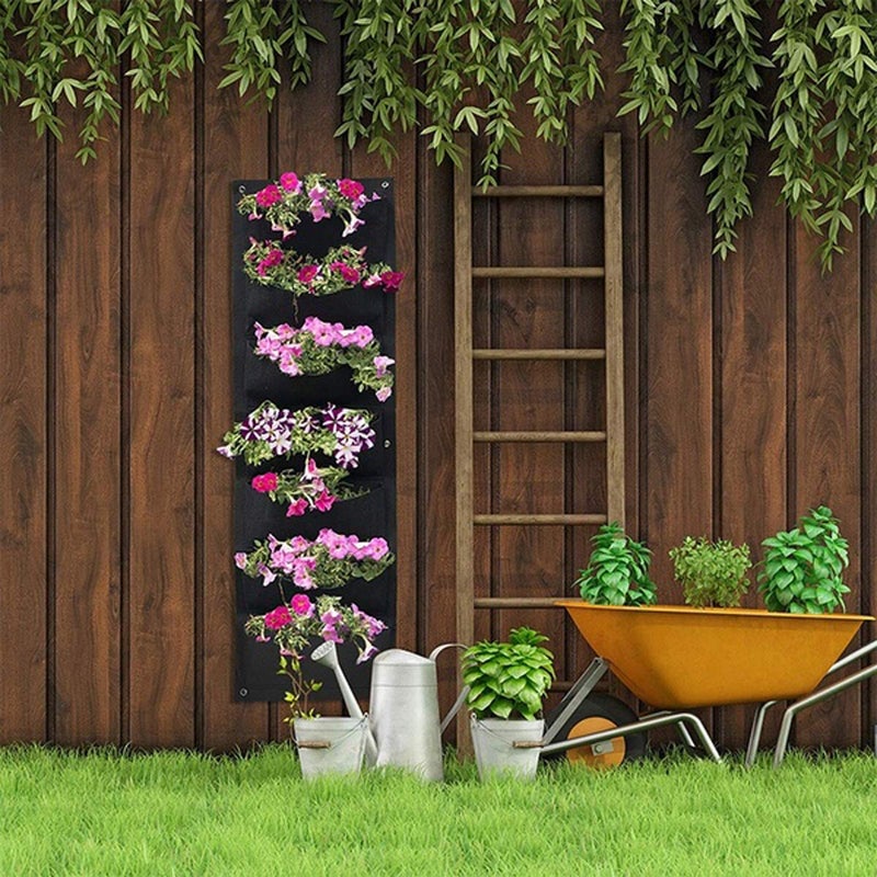 TECHSON Wall Planter with 7 Pockets Vertical Hanging Wall Mount Bigger Pouch Solution for Yard Garden Home Decoration Black 1 x 0 3m - Image 3