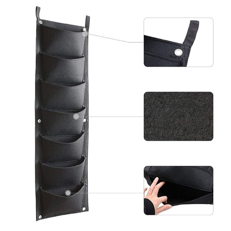TECHSON Wall Planter with 7 Pockets Vertical Hanging Wall Mount Bigger Pouch Solution for Yard Garden Home Decoration Black 1 x 0 3m - Image 4