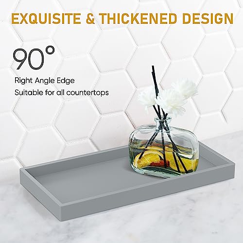 EG-SIPRO Bathroom Counter Tray, Silicone, Rectangular, Gray, Thick, Shatterproof, Soap Dispenser Tray, 10.6'x5.1' or 7.8'x3.9' - Image 3