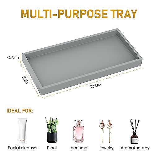 EG-SIPRO Bathroom Counter Tray, Silicone, Rectangular, Gray, Thick, Shatterproof, Soap Dispenser Tray, 10.6'x5.1' or 7.8'x3.9' - Image 5