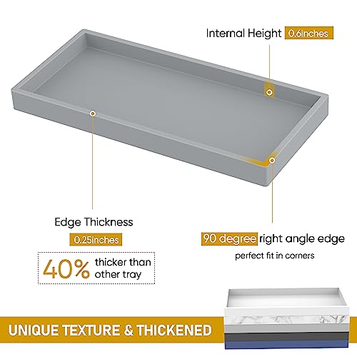 EG-SIPRO Bathroom Counter Tray, Silicone, Rectangular, Gray, Thick, Shatterproof, Soap Dispenser Tray, 10.6'x5.1' or 7.8'x3.9' - Image 2