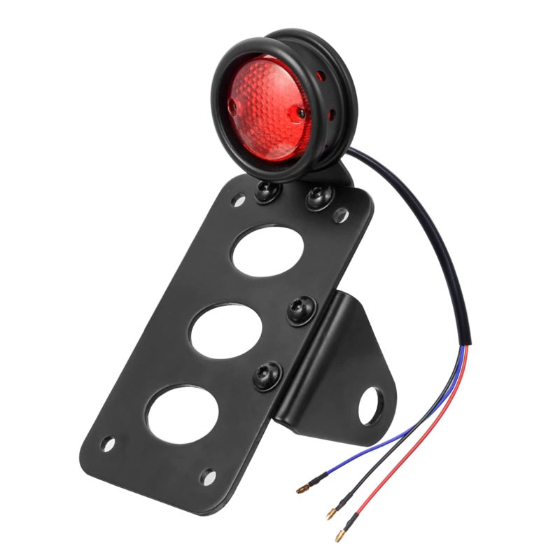 Amazicha LED Tail Rear Light 34 Axle Hole Side Mount License Plate Bracket Brake Light Motorcycle Compatible for Harley Honda Yamaha Suzuki Chopper Bobber