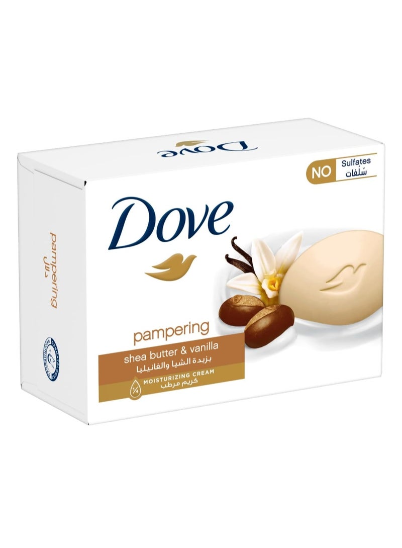 Dove Pampering Beauty Cream Bar (90g) - Shea Butter & Warm Vanilla - With Moisturizing Cream for All Skin Types - Soft & Glowing Skin Formula - Image 1