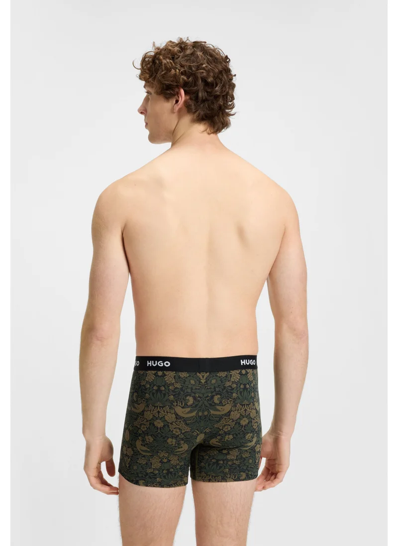 HUGO Three-pack of stretch-cotton boxer briefs with logos