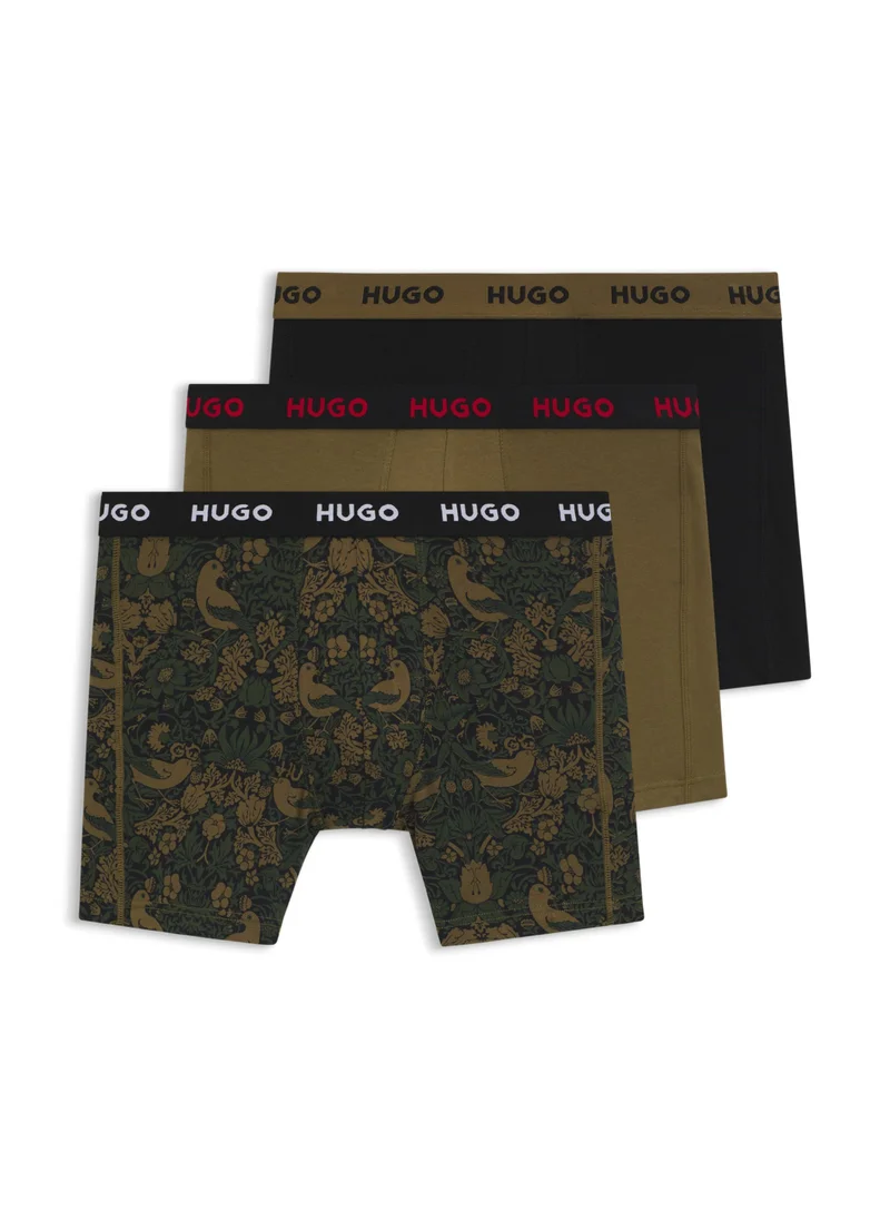 HUGO Three-pack of stretch-cotton boxer briefs with logos