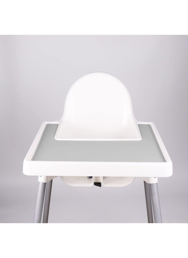 Lomgwumy Lomgwumy High Chair Placemat, Durable High Chair Placemat Silicone, Clean and Hygienic, Suitable for IKEA Antilop Highchai, for Toddlers and Babies (Light Gray)  - Image 2
