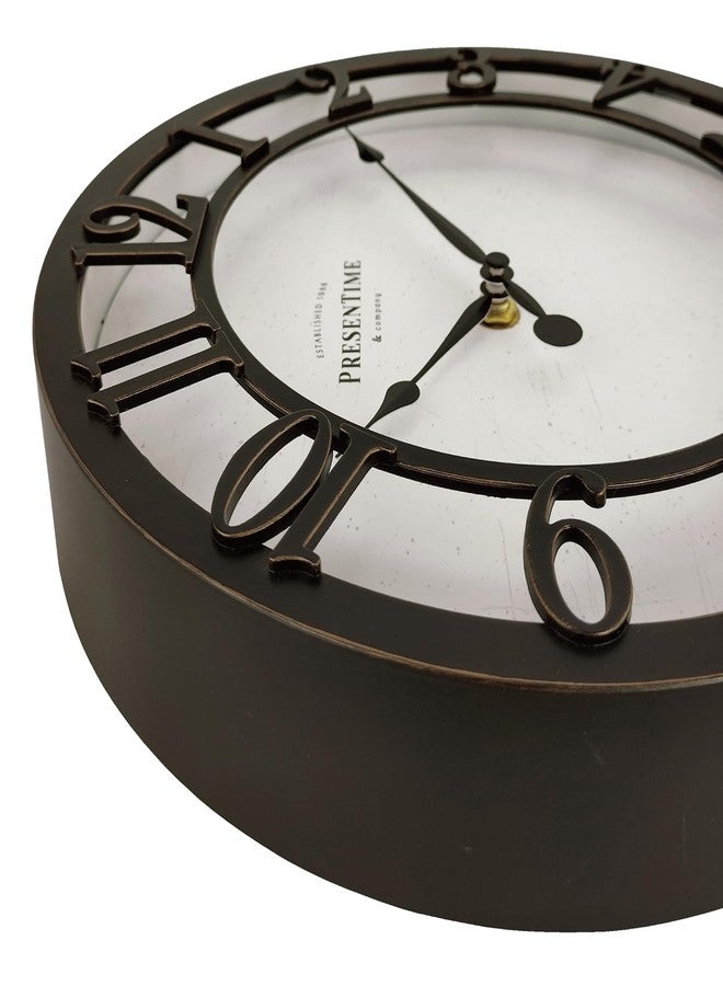 Presentime & Co 10" Farmhouse Series Wall Clock, Vintage Style, Retro Clock, Silent no Ticking, Oil Rubbed Bronze Finish - Image 4
