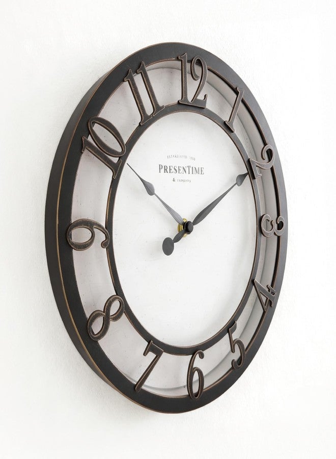 Presentime & Co 10" Farmhouse Series Wall Clock, Vintage Style, Retro Clock, Silent no Ticking, Oil Rubbed Bronze Finish - Image 3