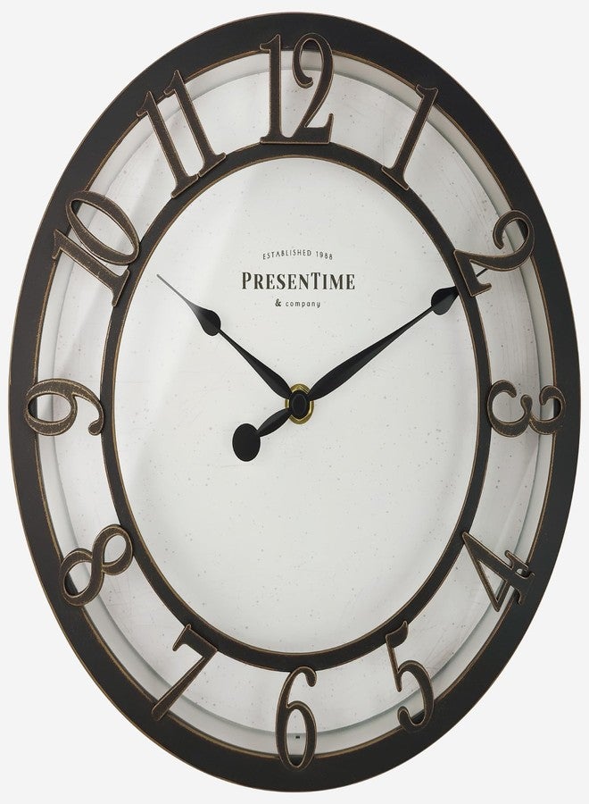 Presentime & Co 10" Farmhouse Series Wall Clock, Vintage Style, Retro Clock, Silent no Ticking, Oil Rubbed Bronze Finish - Image 1